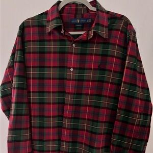 Ralph Lauren Red & Green Plaid Men's Long Sleeve Button-Up Shirt
